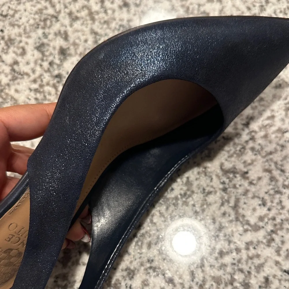 Vince Camuto Gilded Navy Slingback Heels